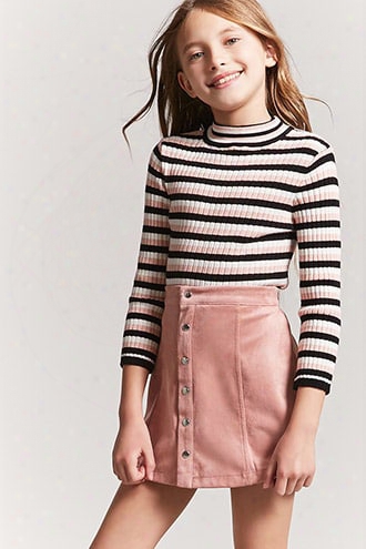 Girls Striped Mock Neck Top (kids)