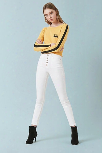 High-rise Exposed Button Skinny Jeans