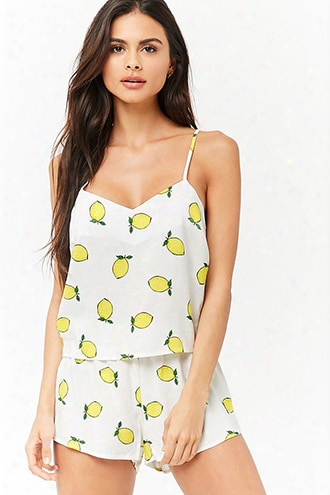 Lemon Print Cami Top & Shorts Pajama Set