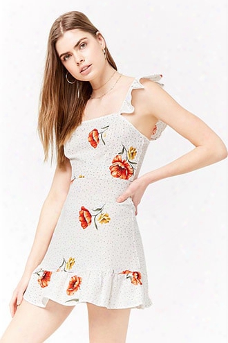 Linen-blend Floral Dress