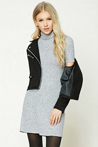 Marled Ribbed Turtleneck Dress