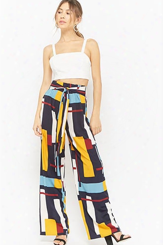 Multicolored-geo Print Wide-leg Pants