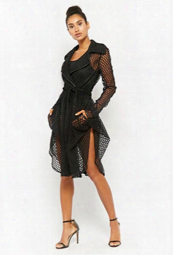 Open-mesh Longline Trench Coat