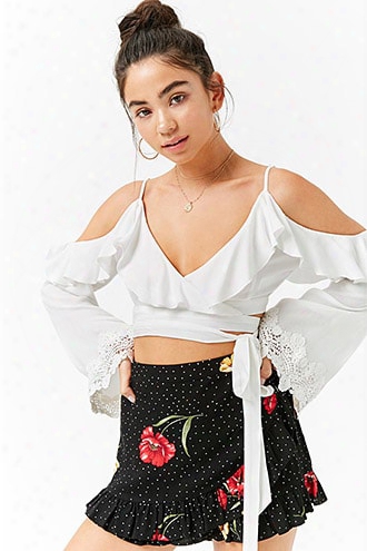 Open-shoulder Wrap Crop Top