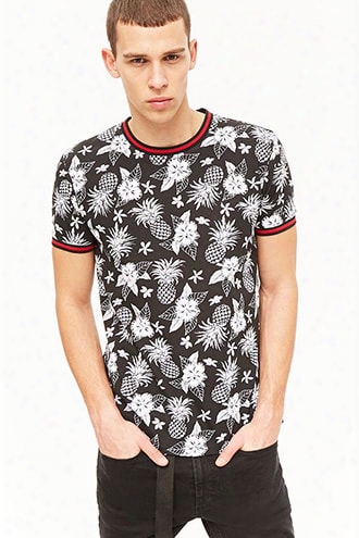 Pineapple Print Ringer Tee