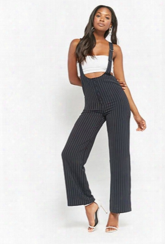 Pinstriped Overall Jumpsuit