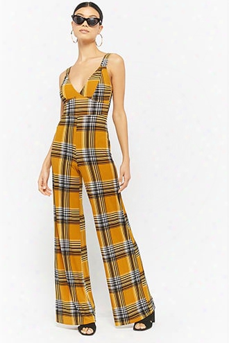 Plaid Wide-leg Jumpsuit