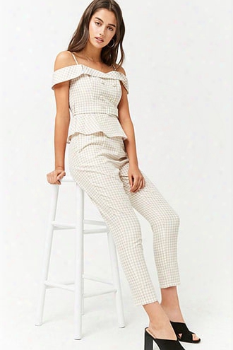 Pleated Gingham Pants