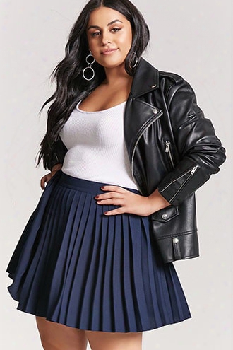 Plus Size Accordion Pleated Mini Skirt