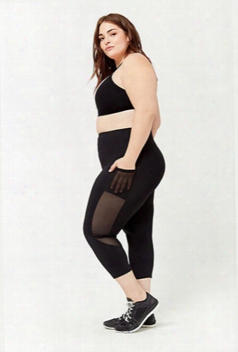 Plus Size Active Mesh Panel Leggings