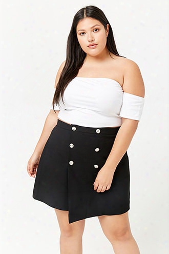 Plus Size Double-breasted Mini Skirt