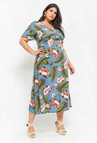 Plus Size Floral Button-front Maxi Dress