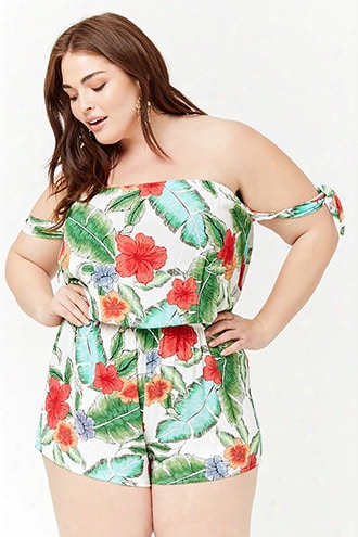 Plus Size Floral Swim Cover-up Romper