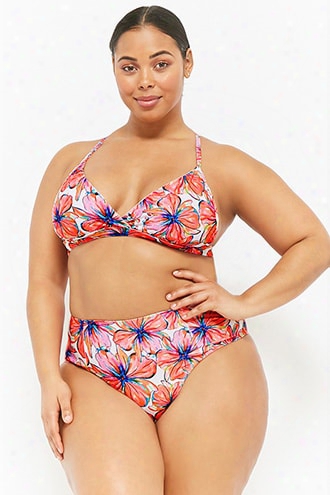 Plus Size Kulani Kinis Floral Triangle Bikini Top