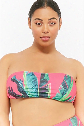 Plus Size Kulani Kinis Palm Leaf Bandeau Bikini Top