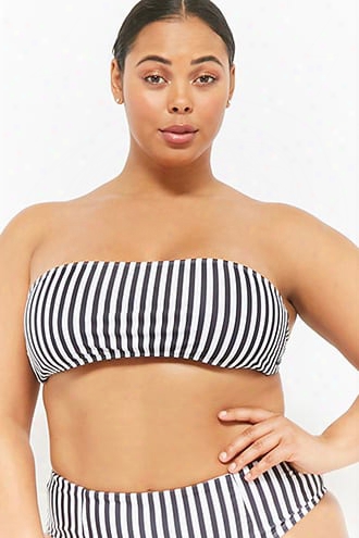 Plus Size Kulani Kinis Stripe Dbandeau Bikini Top