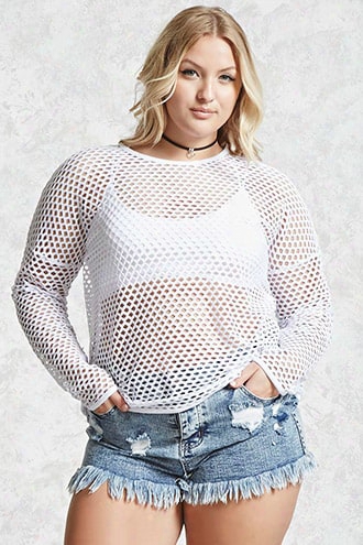 Plus Size Mesh Knit Top