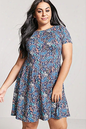 Plus Size Paisley Floral Knit Dress