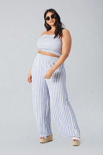 Plus Size Pinstriped Palazzo Pants