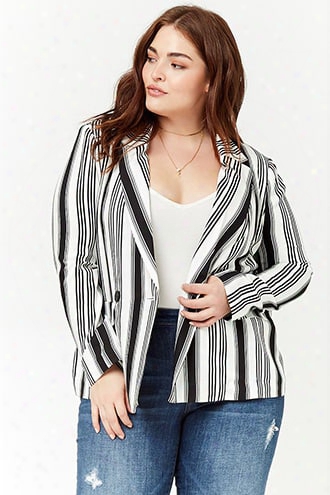 Plus Size Striped Blazer