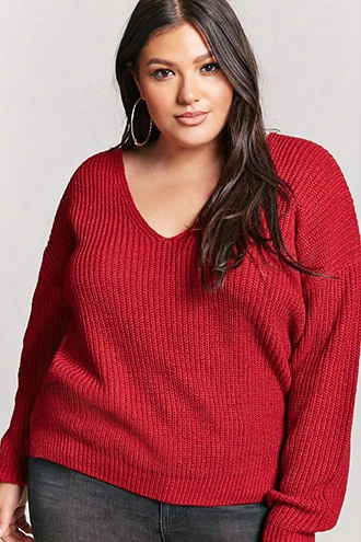 Plus Size Vented Ribbed Sweater