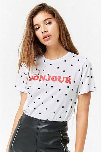 Polka Dot %22bonjour%22 Graphic Tee