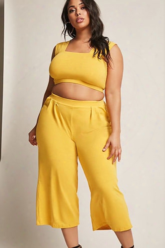 Rebdolls Inc Plus Size Crop Top & Culottes Set