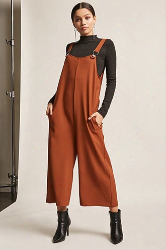 Scoop-neck Culotte Overalls