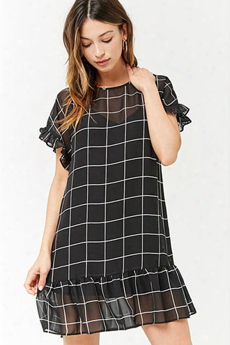 Sheer Grid Shift Dress