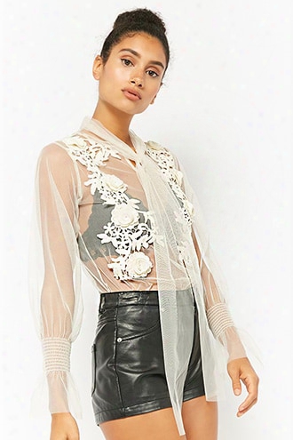 Sheer Mesh Floral Top