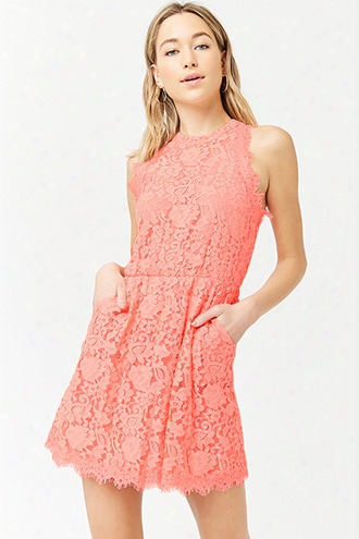 Sleeveless Floral Lace Dress