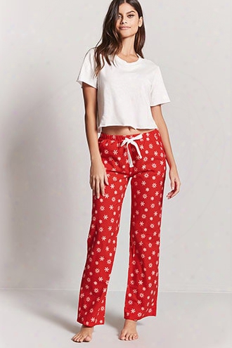 Snowflake Print Pj Pants