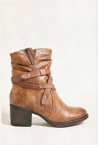 Strappy Faux Leather Boots