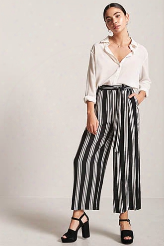 Stripe Belted Ankle Pants