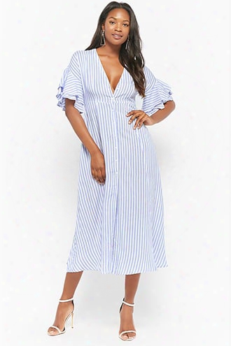 Striped Button-ftont Maxi Dress