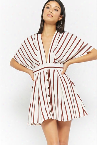 Striped Plunging Mini Dress