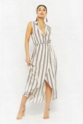 Striped Tulip-hem Shirt Dress