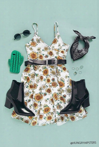 Sunflower Print Cami Dress