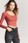 Ribbed Snap-Button Crop Top