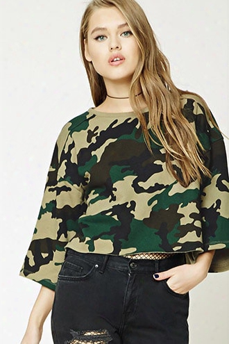 Boxy Camo Print Sweatshirt