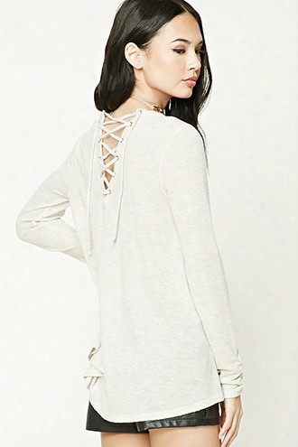 Brushed Knit Lace-back Top