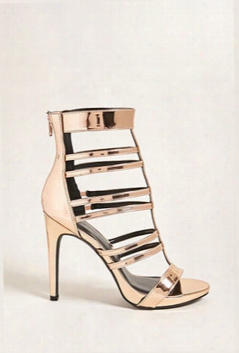 Caged Faux Patent Leather Heels