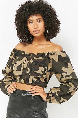 Camo Print Cropped Jacket