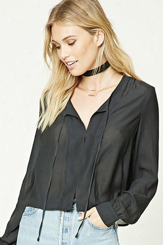 Contemporary Self-tie Chiffon Blouse