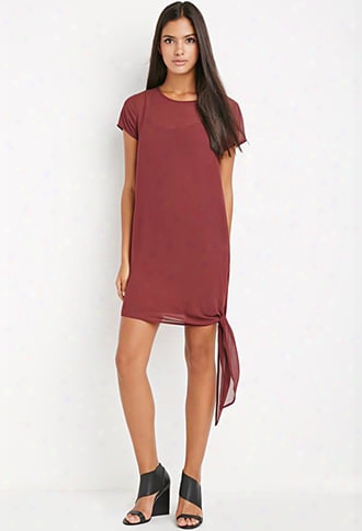 Contemporary Self-tie Sheer Shift Dress