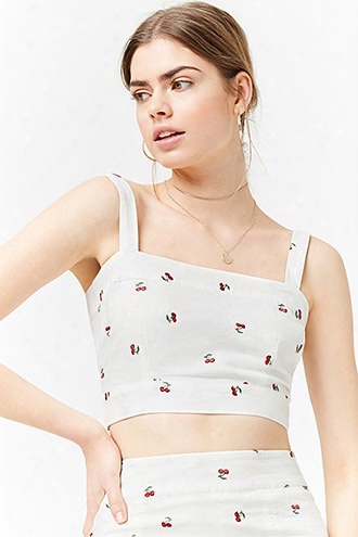 Embroidered Cherry Crop Top