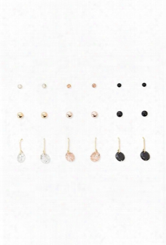 Faux Gem Drop & Stud Earring Set