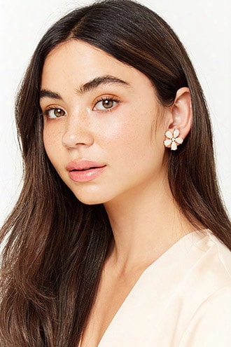 Faux Gem Floral Std Earrings