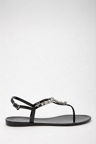 Faux Gem Jelly Thong Sandals