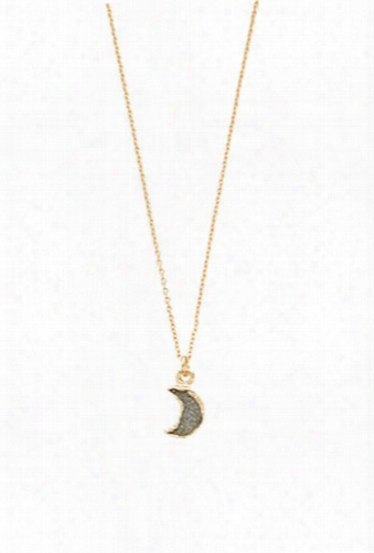 Faux Gem Moon Pendant Necklace